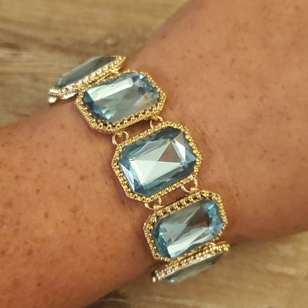 J. Crew Gold and Blue Gemstone Bracelet